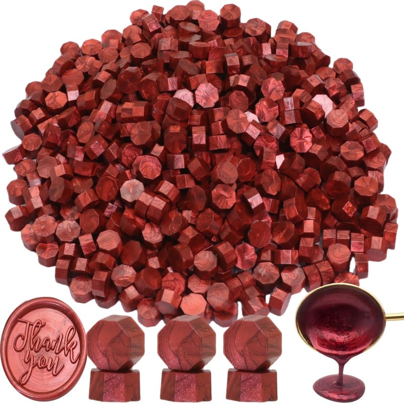 Atopbb 300 Pcs Wax Seal Beads Wine Red, Premium Sealing Wax Beads for Stamp Seals, Octagon Seal Stamp Pellets Refill Pack for Wedding Invitation, Letter Envelope, Scrapbook DIY New Burgundy - Image 1